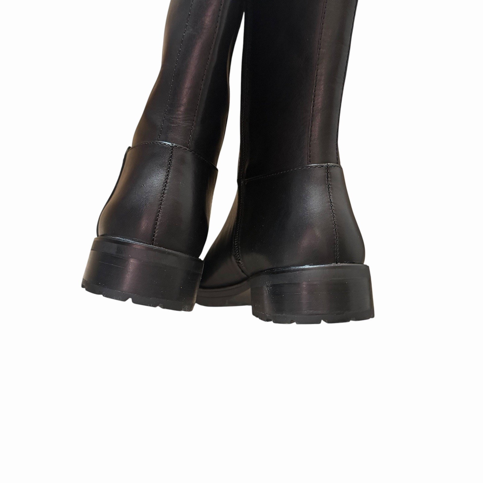 Nib Nordstrom Womens Us 7 Nooliver Riding Boots Black Leather Sleek Knee High — image 8 of 8